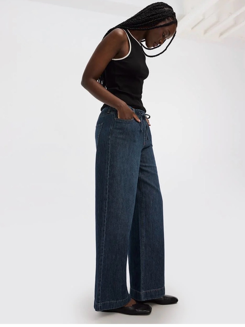 Reitmans Dark Blue Wide-Leg High-Rise Jeans